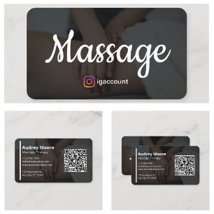 Tarjeta De Visita Servicios de Masaje Terapia Holística Elegante Mod