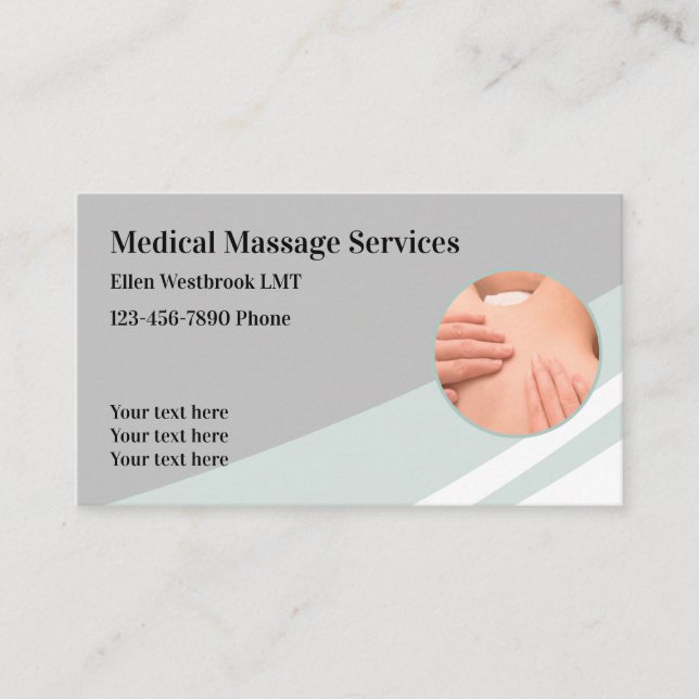 Tarjeta De Visita Servicios de masajes médicos modernos (Anverso)