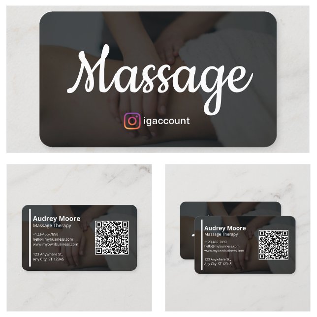 Tarjeta De Visita Servicios de masajes terapéuticos holísticos (Holistic Therapy Massage Services Elegant Modern Business Card
)