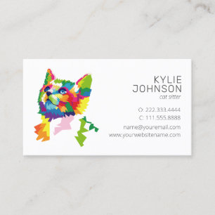 Tarjeta De Visita Servicios de Mascota coloridos Sitter del gato