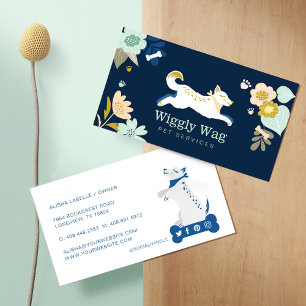Tarjeta De Visita Servicios de Mascota de la Marina Botánica Floral