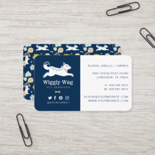 Tarjeta De Visita Servicios de Mascota de la Marina Botánica Floral