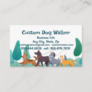 Tarjeta De Visita Servicios de Mascotas de caminantes de perros