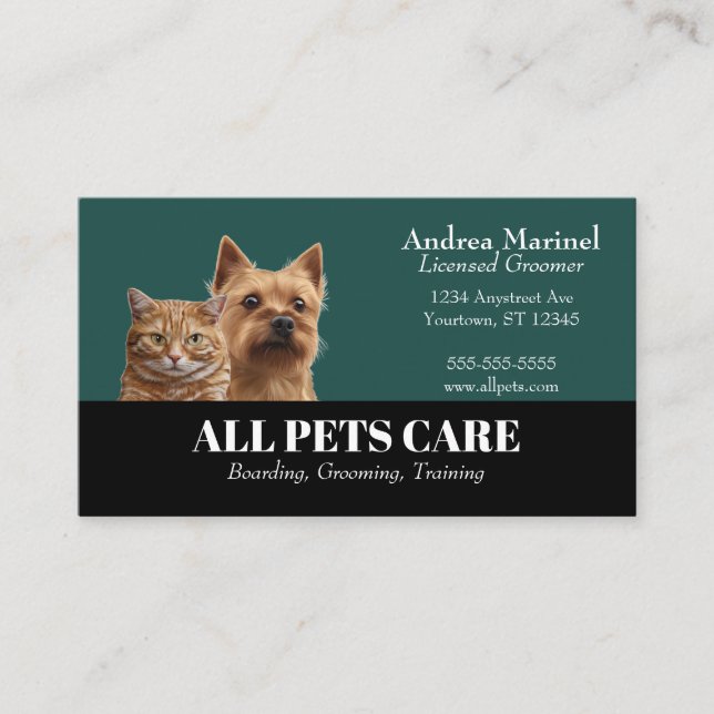 Tarjeta De Visita Servicios de Mascotas de Perro y Gato (Anverso)
