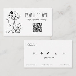 Tarjeta De Visita Servicios de Mascotas Minimalistas Código QR y Red