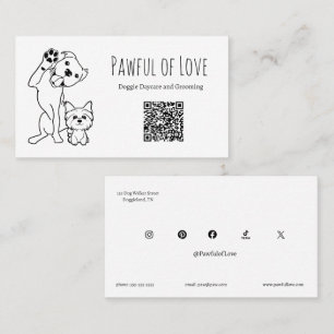 Tarjeta De Visita Servicios de Mascotas Minimalistas Código QR y Red