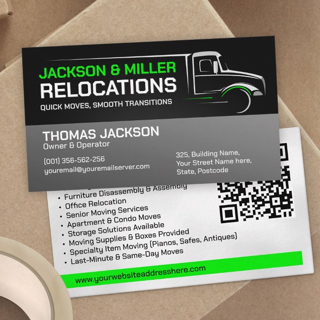 Tarjeta De Visita Servicios de mudanza: reubicación (Subido por el creador)