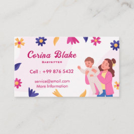Tarjeta De Visita Servicios de niñera | Cuidado infantil rosa