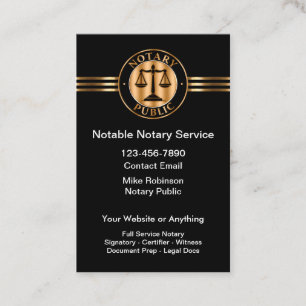 Tarjeta De Visita Servicios de Notaría Pública con Clase