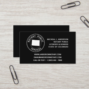Tarjeta De Visita Servicios de Notario Público de Colorado