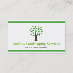 Tarjeta De Visita Servicios de Paisajismo Minimalista Hojas de Árbol