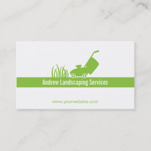 Tarjeta De Visita Servicios de Paisajismo Minimalista Verde, Cortado