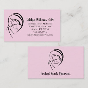 Tarjeta De Visita Servicios de partera rosa Doula para mamá y bebé