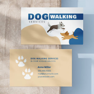 Tarjeta De Visita Servicios de Paseo de Perros Adorables / Caminador