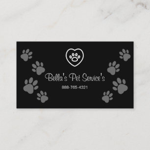 Tarjeta De Visita Servicios de paseo de perros lindos Negro