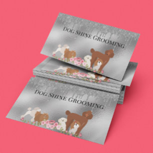 Tarjeta De Visita Servicios de Peluquería Canina Brillo Silver Dog