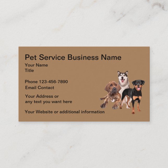 Tarjeta De Visita Servicios de perros Mascotas simples (Anverso)