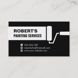 Tarjeta De Visita Servicios de Pintura con Brocha de Rodillo Negra