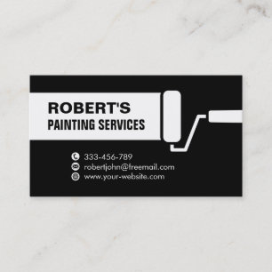 Tarjeta De Visita Servicios de Pintura con Brocha de Rodillo Negra