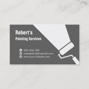 Tarjeta De Visita Servicios de pintura con pincel de rodillo silueta