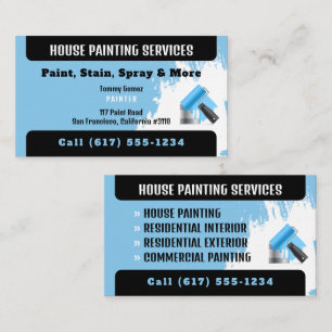 Tarjeta De Visita Servicios de pintura de casas profesionales   Pint