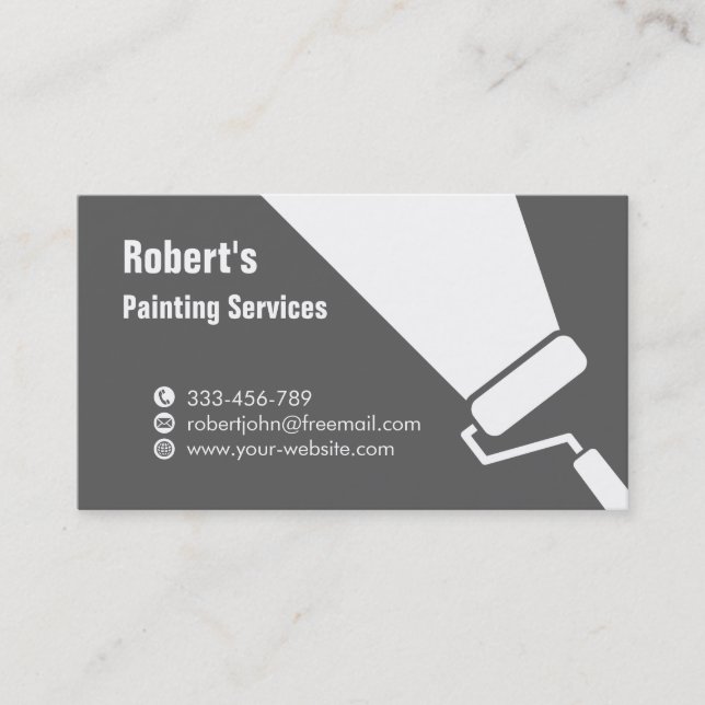 Tarjeta De Visita Servicios de pintura de pincel de rollo de rollo (Anverso)