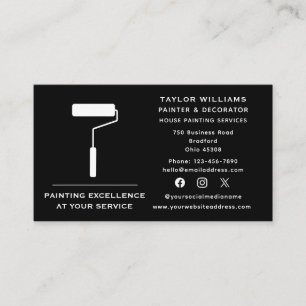 Tarjeta De Visita Servicios de pintura de Roller House Paint en los 