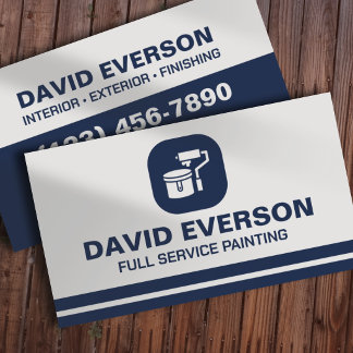 Tarjeta De Visita Servicios de Pintura Minimalista Moderna Azul Mari
