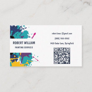 Tarjeta De Visita Servicios de Pintura Moderna QR | Salpicadura Colo