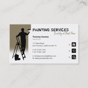 Tarjeta De Visita Servicios de pintura   Pintor en el trabajo