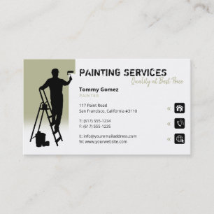 Tarjeta De Visita Servicios de pintura   Pintor en el trabajo