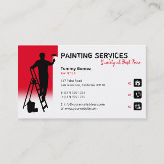 Tarjeta De Visita Servicios de pintura | Pintor en el trabajo Red