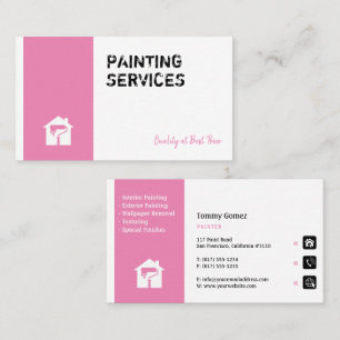 Tarjeta De Visita Servicios de Pintura Pintor en trabajo Rosa