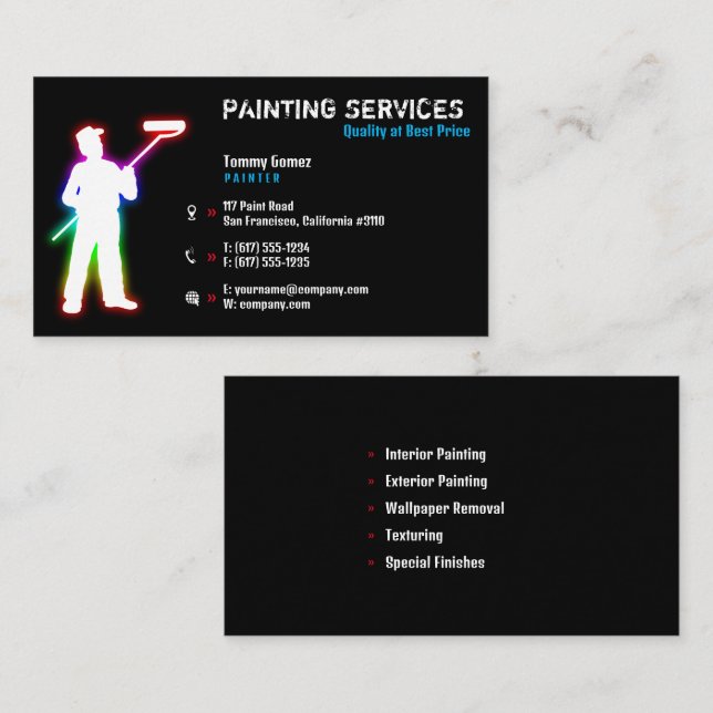Tarjeta De Visita Servicios de pintura | Pintores (Anverso / Reverso)
