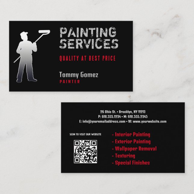Tarjeta De Visita Servicios de pintura | Profesional (Anverso / Reverso)