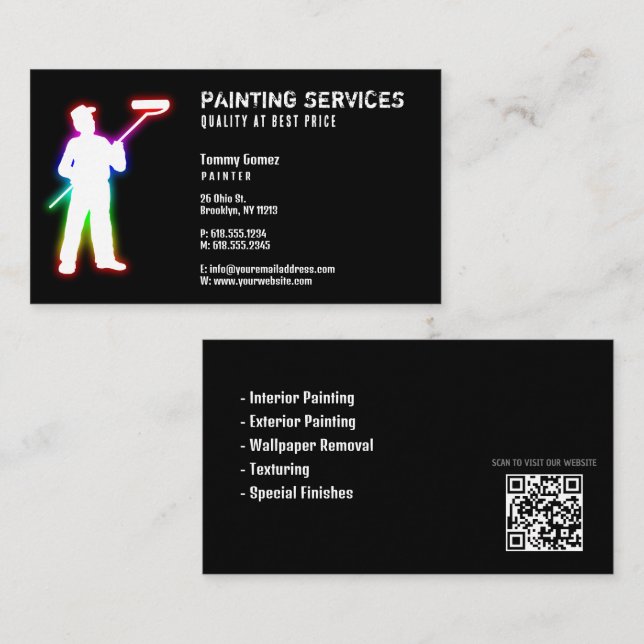 Tarjeta De Visita Servicios de pintura | Profesional (Anverso / Reverso)