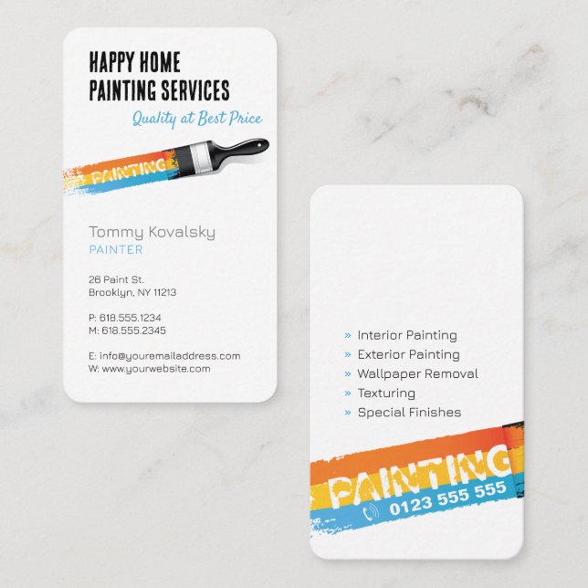 Tarjeta De Visita Servicios de pintura profesional | Su oferta (Anverso / Reverso)