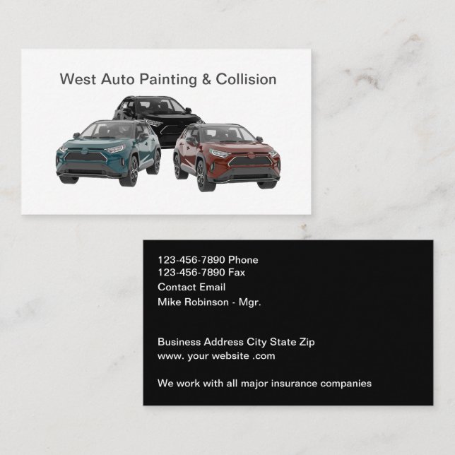 Tarjeta De Visita Servicios de pintura y colisión automotriz (Anverso / Reverso)