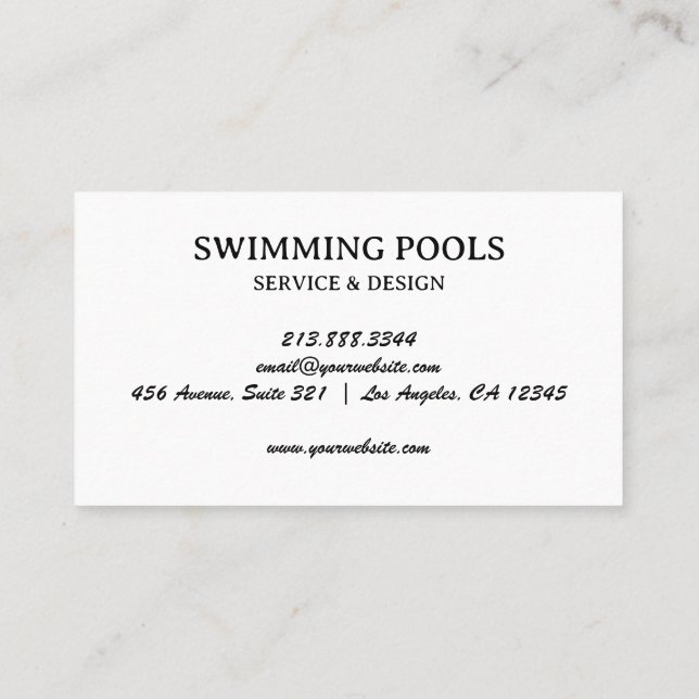 Tarjeta De Visita Servicios de piscinas personalizados (Reverso)