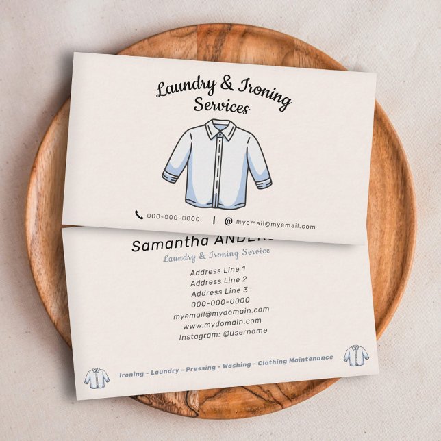 Tarjeta De Visita Servicios de planchado y lavandería (Ironing & Laundry Services Business Card)