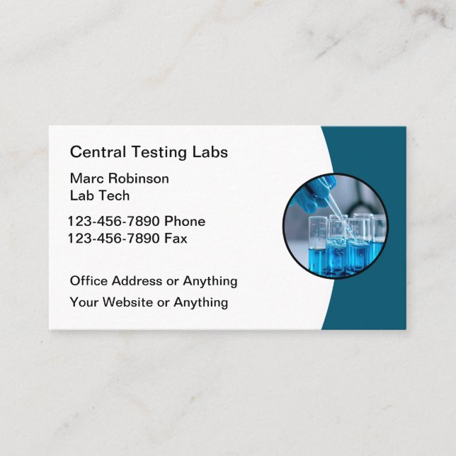 Tarjeta De Visita Servicios de pruebas de laboratorio médico (Anverso)