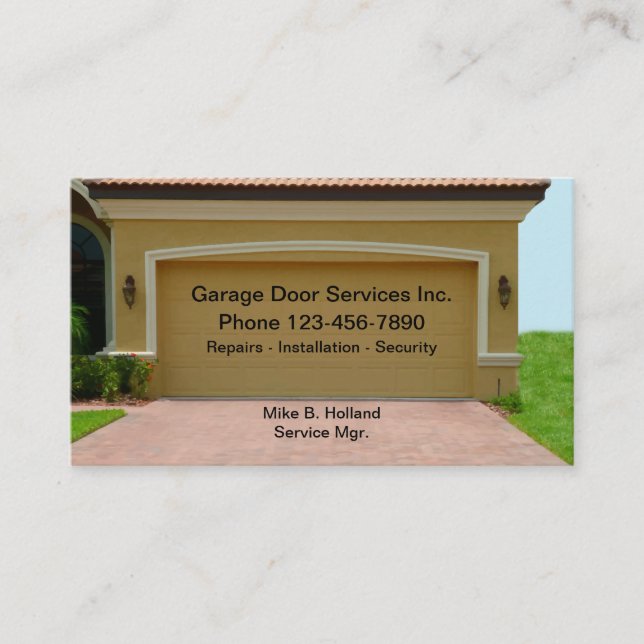 Tarjeta De Visita Servicios de puertas del garaje doméstico (Anverso)