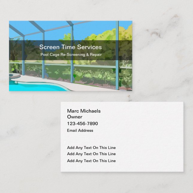 Tarjeta De Visita Servicios De Redetección Y Reparación De Piscinas (Anverso / Reverso)