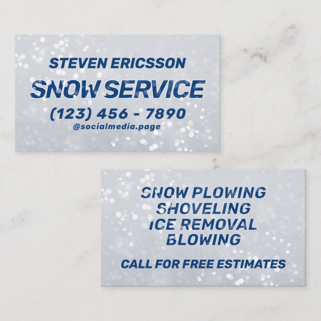Tarjeta De Visita Servicios de remoción de nieve  (Anverso / Reverso)