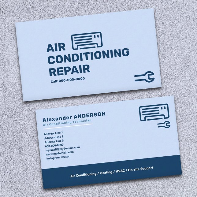 Tarjeta De Visita Servicios de reparación de aire acondicionado (Air Conditioning Repair Services Business Card)