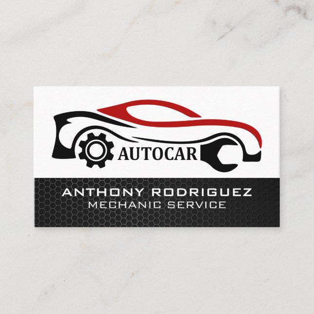 Tarjeta De Visita Servicios de reparación de autocar | Mecánico (Anverso)