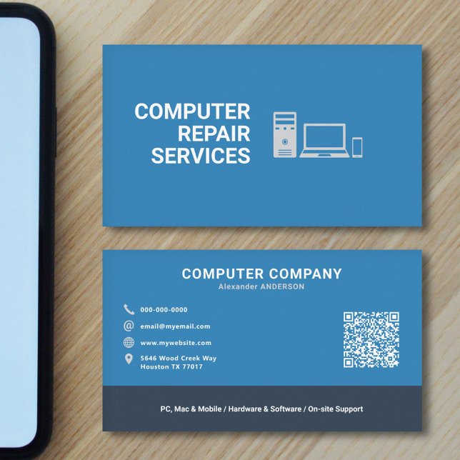 Tarjeta De Visita Servicios de reparación de equipos (Computer Repair Services Business Card)