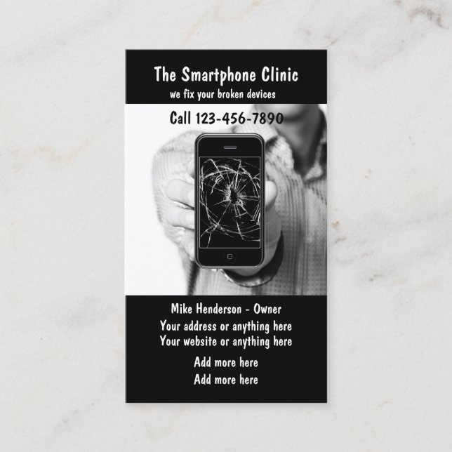 Tarjeta De Visita Servicios de reparación del teléfono móvil (Anverso)