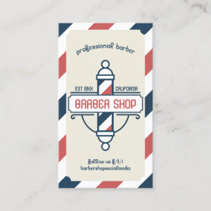 Tarjeta De Visita Servicios de Salón de Pelo Logo de Poste Vintage B