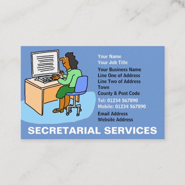 Tarjeta De Visita Servicios de secretaría con mujeres asiáticas. (Anverso)